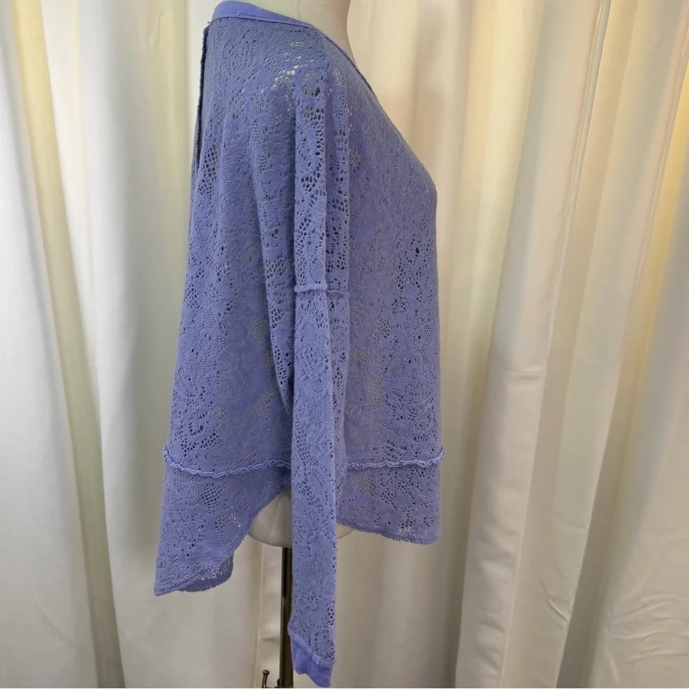 Free People ‘Not Cold In This Top’ Lace Long-Sleeve Top in Lavender Purple Small